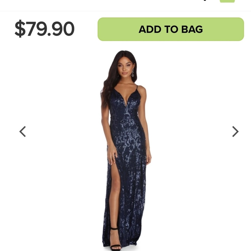NIA SEQUIN NAVY BLUE SCROLL DRESS